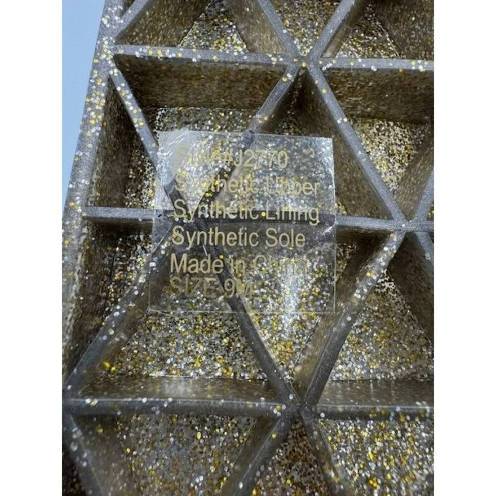 NWT J.Crew Gold Glitter Pool Slide Sandals Size 9 - Picture 5 of 5